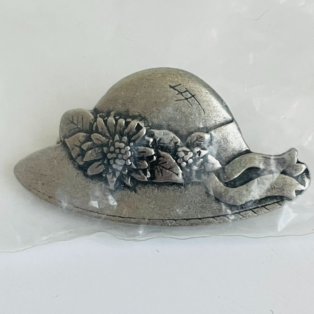 Birds & Blooms Pewter Hat Pin Brooche Limited Edition New Old Stock Nos 2005